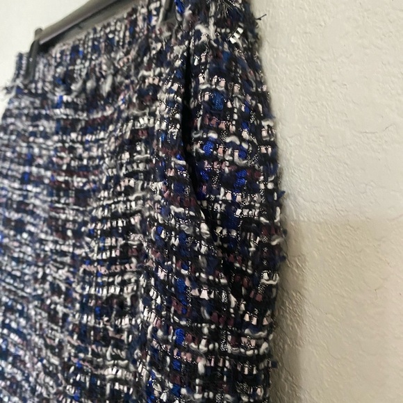 New L'Academie Tweed Office Siren Straight Black Multi Frayed Hem Maxi Skirt S - Picture 9 of 13